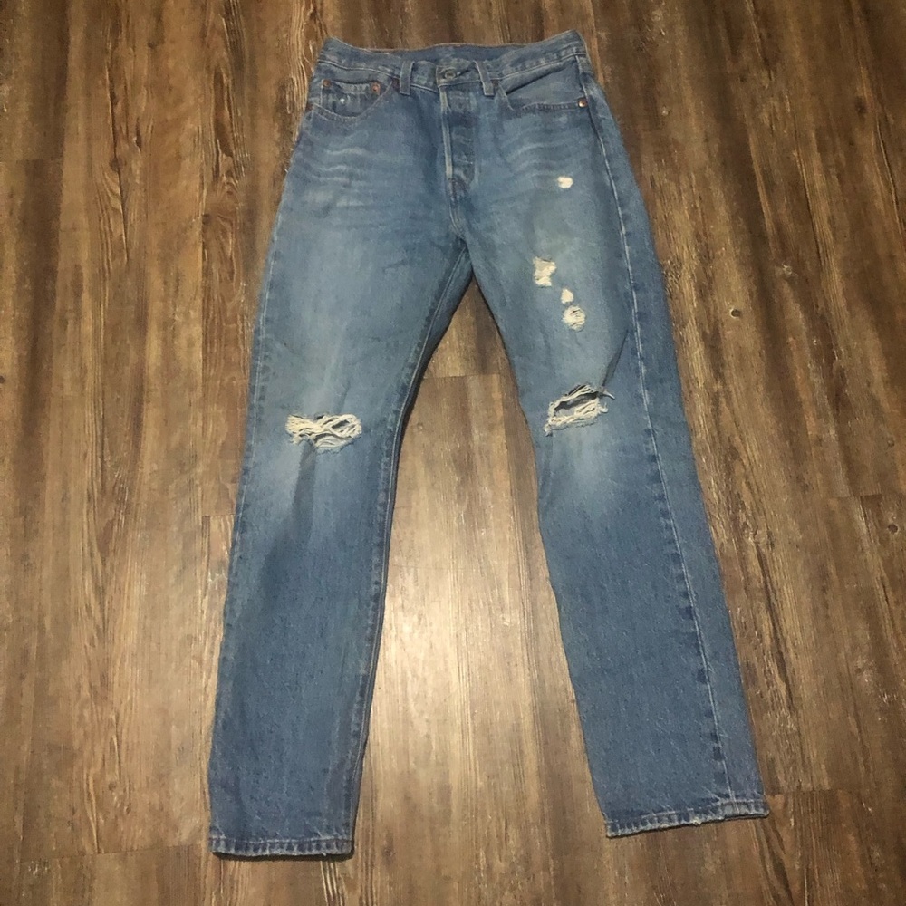 Levi's Straight Leg Ripped Blue Jeans